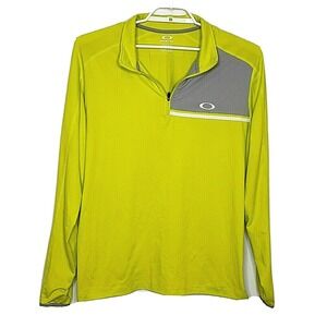 Oakley‎ Men's 1/4 Zip Pullover Jacket Large L/S Neon Yellow Reg Fit Lightweight